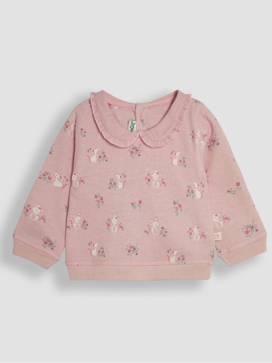 JoJo Maman Bebe Other - JoJo Maman Bebe Pink Pretty Mouse Collared Sweatshirt NWT